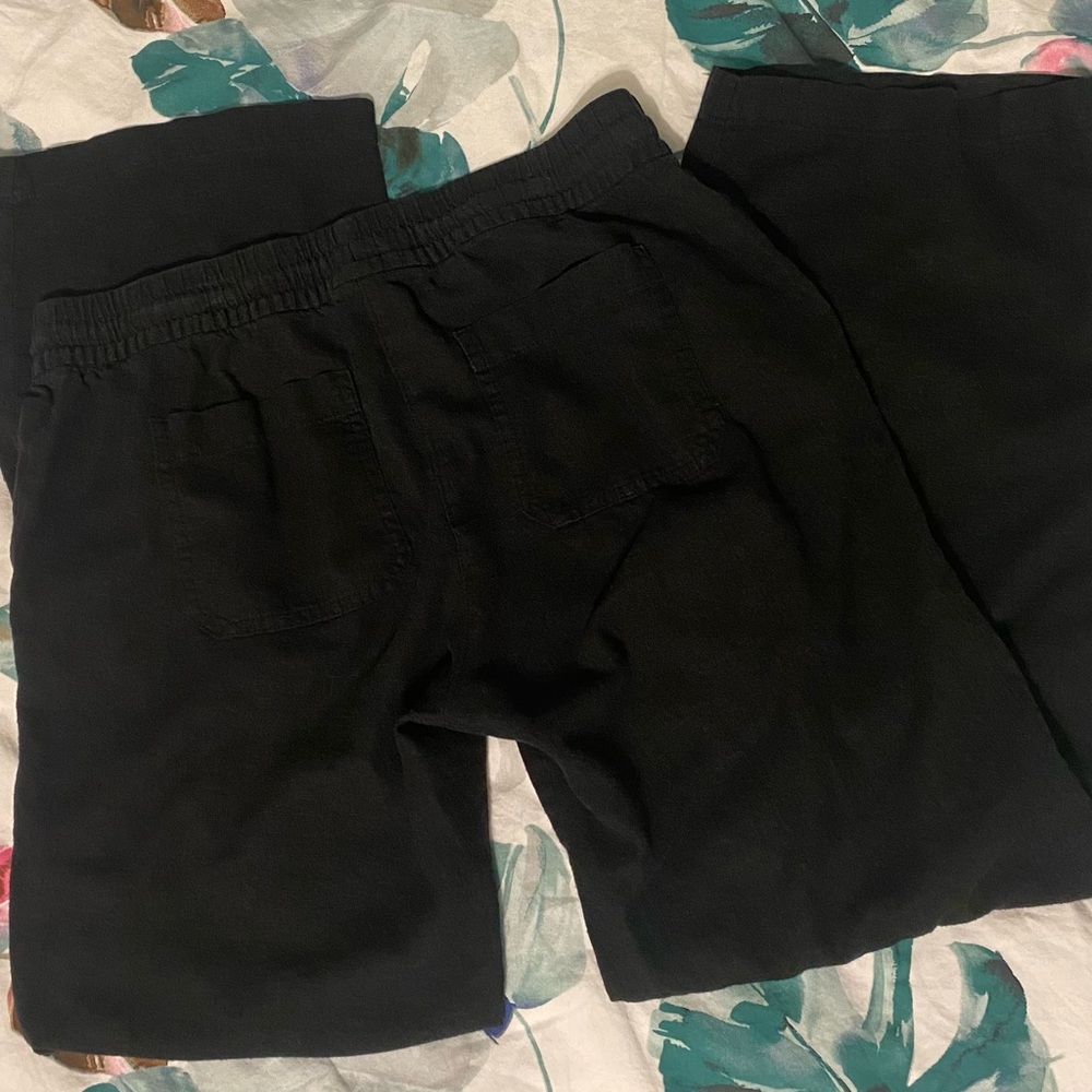 Black Linen Casual Pants